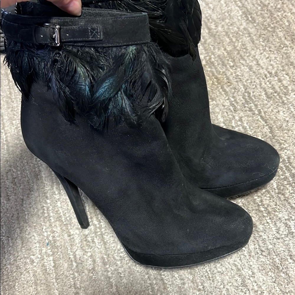 MICHAEL Michael Kors Black Feathered Ankle Booties
